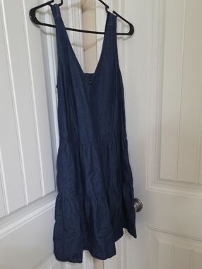 Millennium Blue Cotton Sleeveless Midi Dress